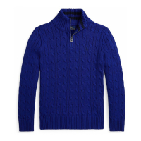 Ralph Lauren Kids 'Cable-Knit Cotton Quarter-Zip Sweater' für großes Jungen