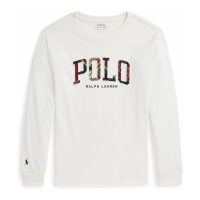 Ralph Lauren Kids 'Plaid-Logo Cotton Jersey Long Sleeve Tee' für großes Jungen