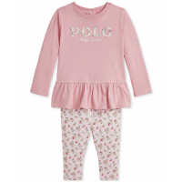 Ralph Lauren Kids 'Ruffled Tee & Floral Legging Set' für Baby Mädchen