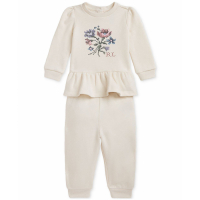 Ralph Lauren Kids 'Ruffled Fleece Sweatshirt & Jogger Pant Set' für Baby Mädchen