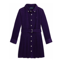 Ralph Lauren Kids 'Belted Pleated Corduroy Shirtdress' für kleinkind & kleine Mädchen