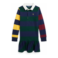 Ralph Lauren Kids 'Striped Cotton Jersey Rugby Dress' für große Mädchen