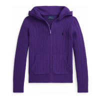 Ralph Lauren Kids 'Mini Cable Cotton Full Zip Hoodie' für große Mädchen