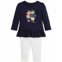 Ralph Lauren Kids 'Polo Bear Peplum Tee & Ribbed Leggings Set' für Baby Mädchen