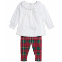 Ralph Lauren Kids 'Lace-Trim Top & Plaid Leggings Set' für Baby Mädchen