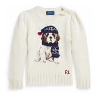 Ralph Lauren Kids 'Dog Crewneck Sweatshirt' für kleinkind & kleine Mädchen