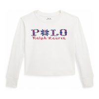 Ralph Lauren Kids 'Logo Cotton Boxy Long-Sleeve Tee' für kleinkind & kleine Mädchen