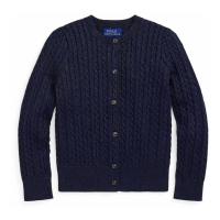 Ralph Lauren Kids 'Metallic Cable Cotton-Blend Cardigan Sweater' für kleinkind & kleine Mädchen