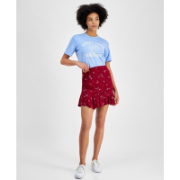 Tommy Jeans Women's 'Floral High Rise Flounce' Mini Skirt