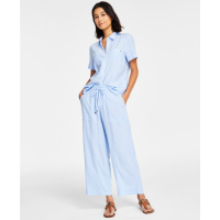 Tommy Hilfiger 'Linen-Blend Wide-Leg Drawstring' Hose für Damen