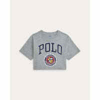 Ralph Lauren Kids 'Logo Crest Cotton Jersey Boxy Tee' für kleinkind & kleine Mädchen