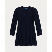 Ralph Lauren Kids 'Mini-Cable Pleated Cotton Sweater Dress' für kleinkind & kleine Mädchen