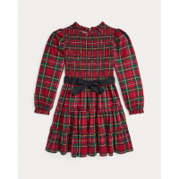 Ralph Lauren Kids 'Plaid Smocked Cotton Jersey Dress' für große Mädchen