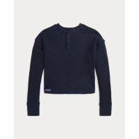 Ralph Lauren Kids 'Waffle-Knit Boxy Henley Shirt' für große Mädchen