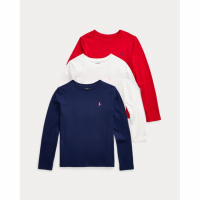 Ralph Lauren Kids 'Cotton Jersey Long-Sleeve Tee 3-Pack' für große Mädchen