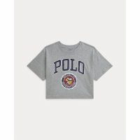 Ralph Lauren Kids 'Logo Crest Cotton Jersey Boxy Tee' für große Mädchen