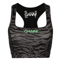 Ganni Women's 'Logo Zebra-Print' Crop Top