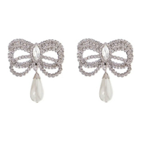 Alessandra Rich 'Bow And Drop Pearl' Ohrringe für Damen