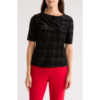 Calvin Klein Top à manches courtes 'Burnout Plaid Velvet' pour Femmes