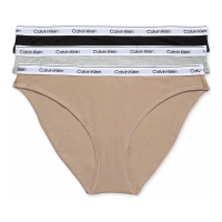 Calvin Klein Slip 'Modern Logo Low-Rise Bikini Underwear QD5207' pour Femmes - 3 Pièces