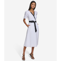 Karl Lagerfeld Paris 'Linen Contrast Trim Midi Dress' pour Femmes