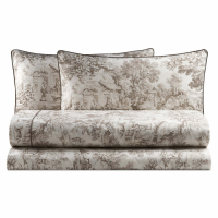 Biancoperla Toile De Jouy Lit Double Complet, Sable
