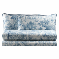 Biancoperla Toile De Jouy Parure De Lit Double, Bleu