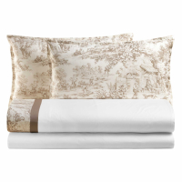Biancoperla Toile De Jouy Parure De Lit Double Eko, Sable
