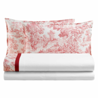 Biancoperla Toile De Jouy Parure De Lit Double Eko, Corail