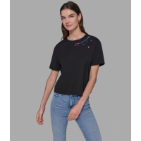 Karl Lagerfeld Paris 'Embellished Neckline Logo Tee' pour Femmes