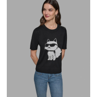 Karl Lagerfeld Paris 'Short Sleeve Choupette Charm Sweater' pour Femmes