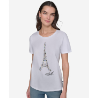 Karl Lagerfeld Paris 'Jeweled Eiffel Tower Logo Tee' pour Femmes