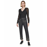 Karl Lagerfeld Paris 'Faux-Pearl-Embellished Straight-Leg Jeans' pour Femmes