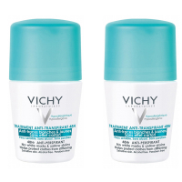 Vichy Déodorant Bille Anti-Transpirant 48H, Anti-Traces Jaune Et Blanches, Sans Effet Carton - 50 ml, 2 Pièces