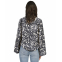 'Printed Button-Front Flare-Sleeve' Langärmelige Bluse für Damen