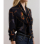 Women's 'Belting-Print Georgette Tie-Neck' Long Sleeve Blouse