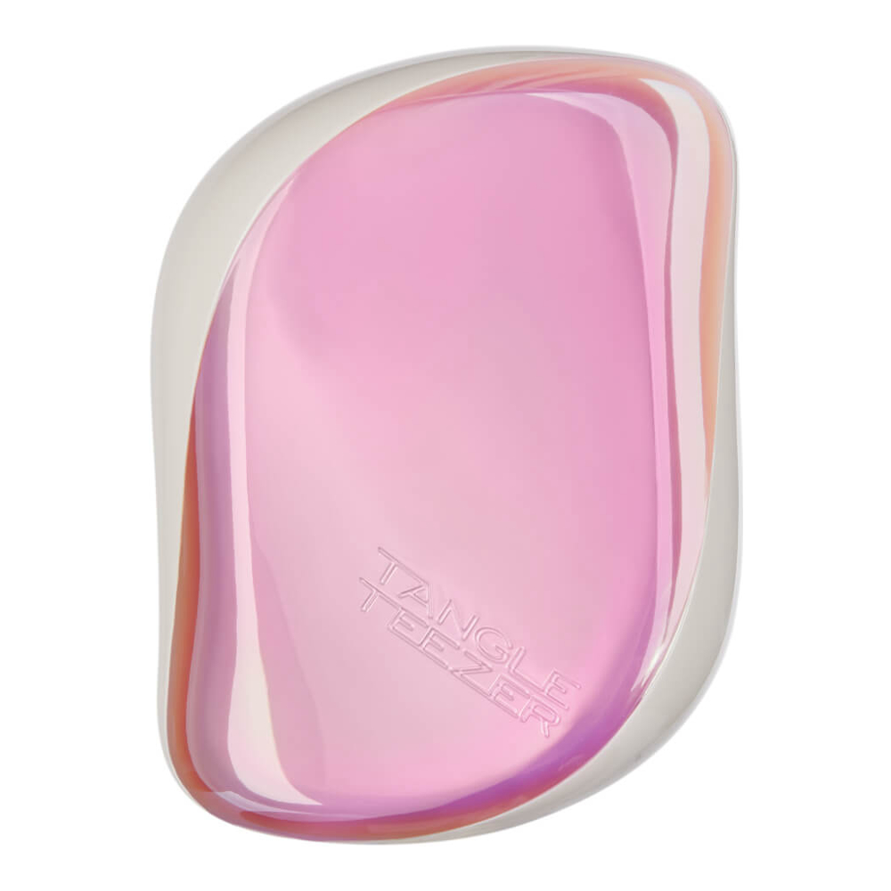 'Compact' Hair Brush - Pink Holographic