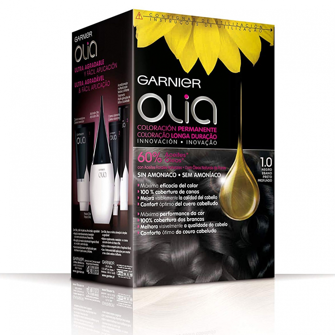 Couleur permanente 'Olia' - 1.0 Noir Absolu 4 Pièces