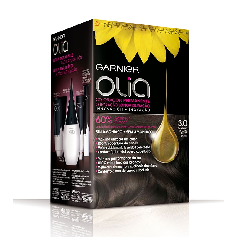 'Olia' Permanent Colour - 3.0 Châtain Foncé Pur 4 Pieces