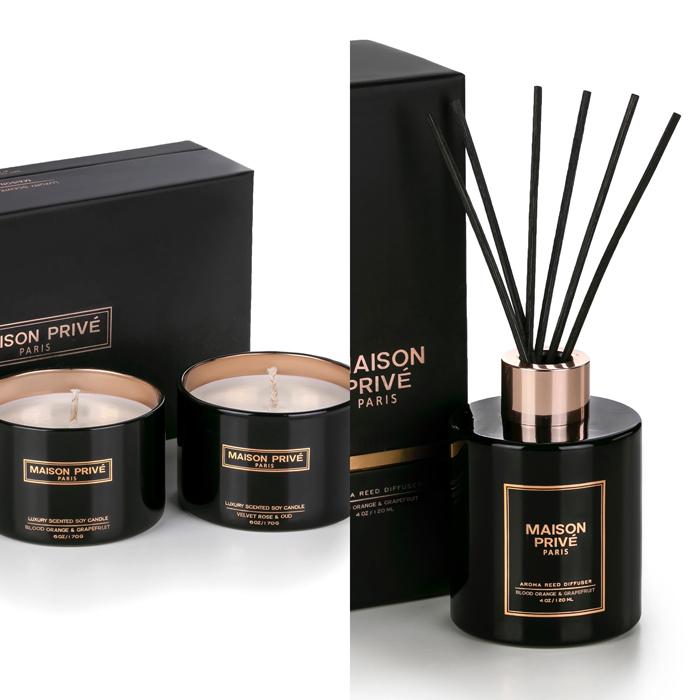 Bougie parfumée, Diffuseur 'Blood Orange & Grapefruit, Velvet Rose & Oud' - 120 ml 170 g