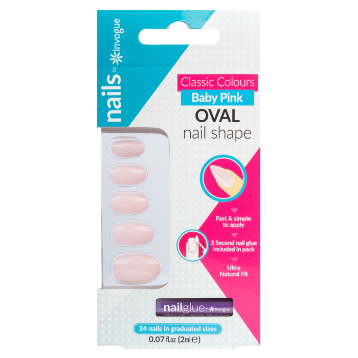Capsules d'ongles 'Coloured Oval' - Baby Pink 24 Pièces