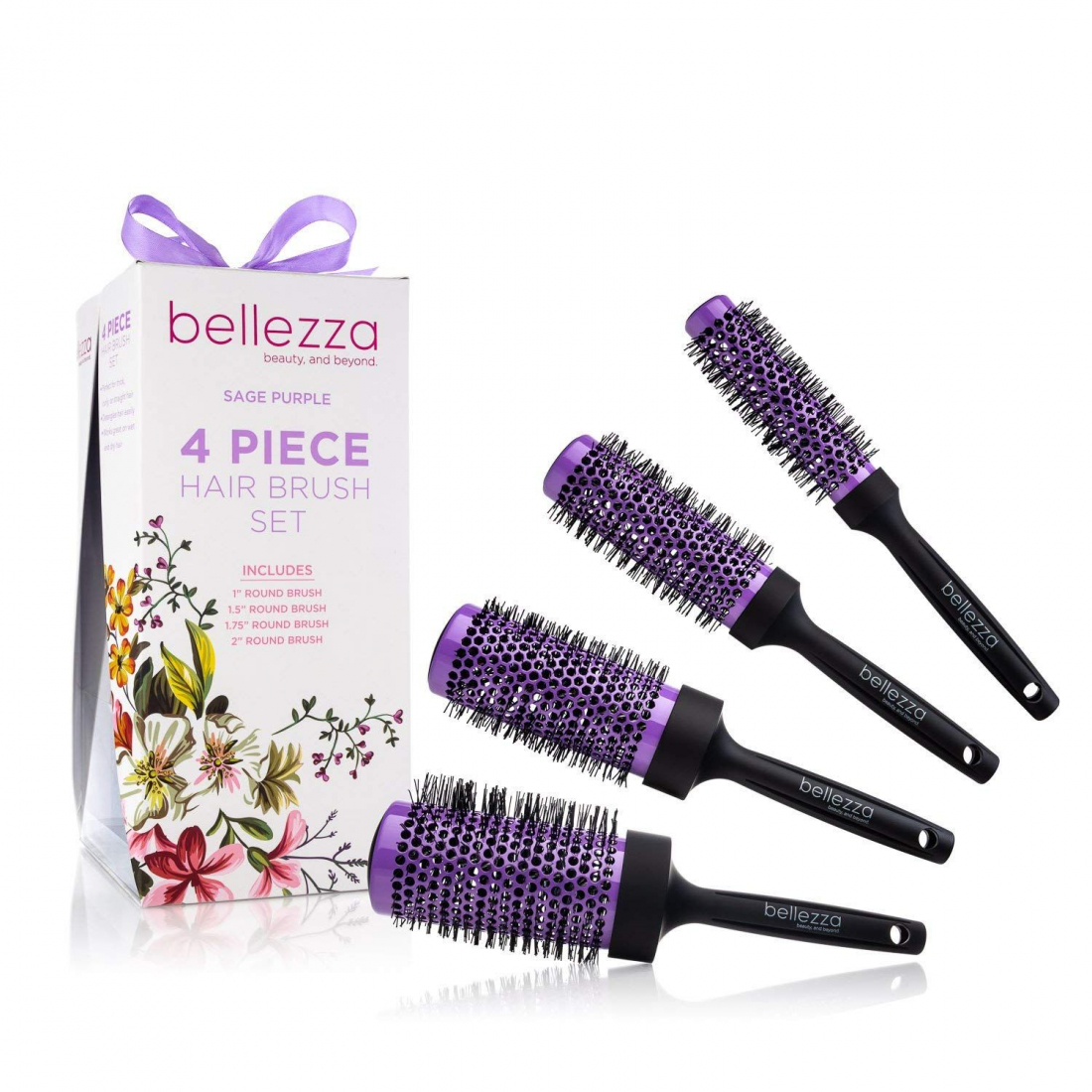 'Round' Hair Brush Set - Sage Purple 4 Pieces