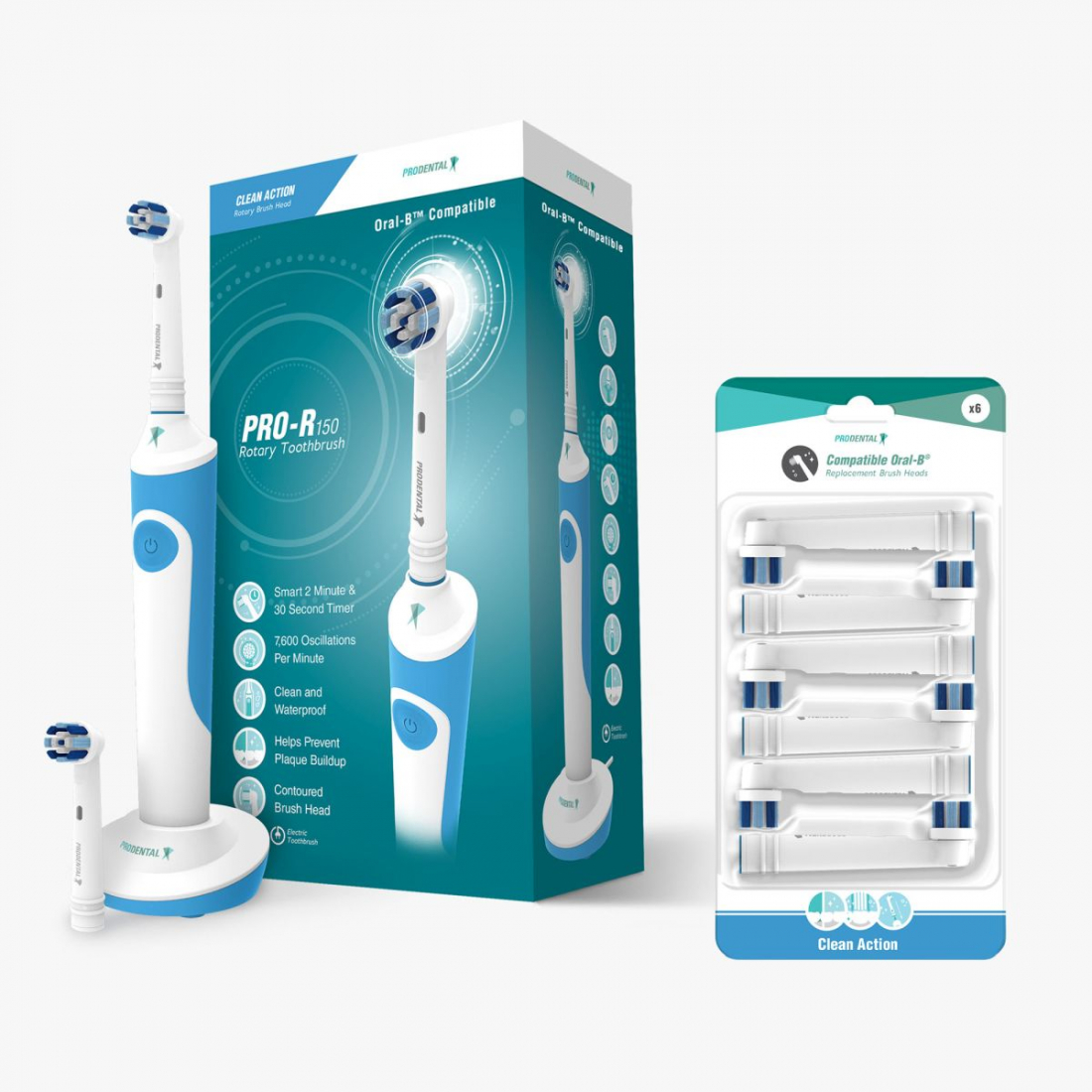 'Clean Action Rotary R-150' Electric Toothbrush Set - 7 Pieces