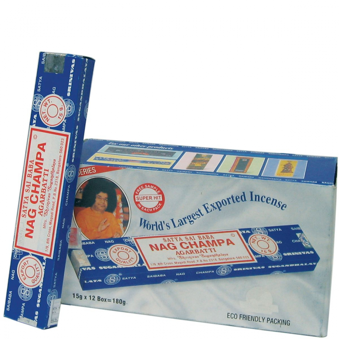 'Nag Champa' Räucherstäbchen -  15 g, 12 Schachteln