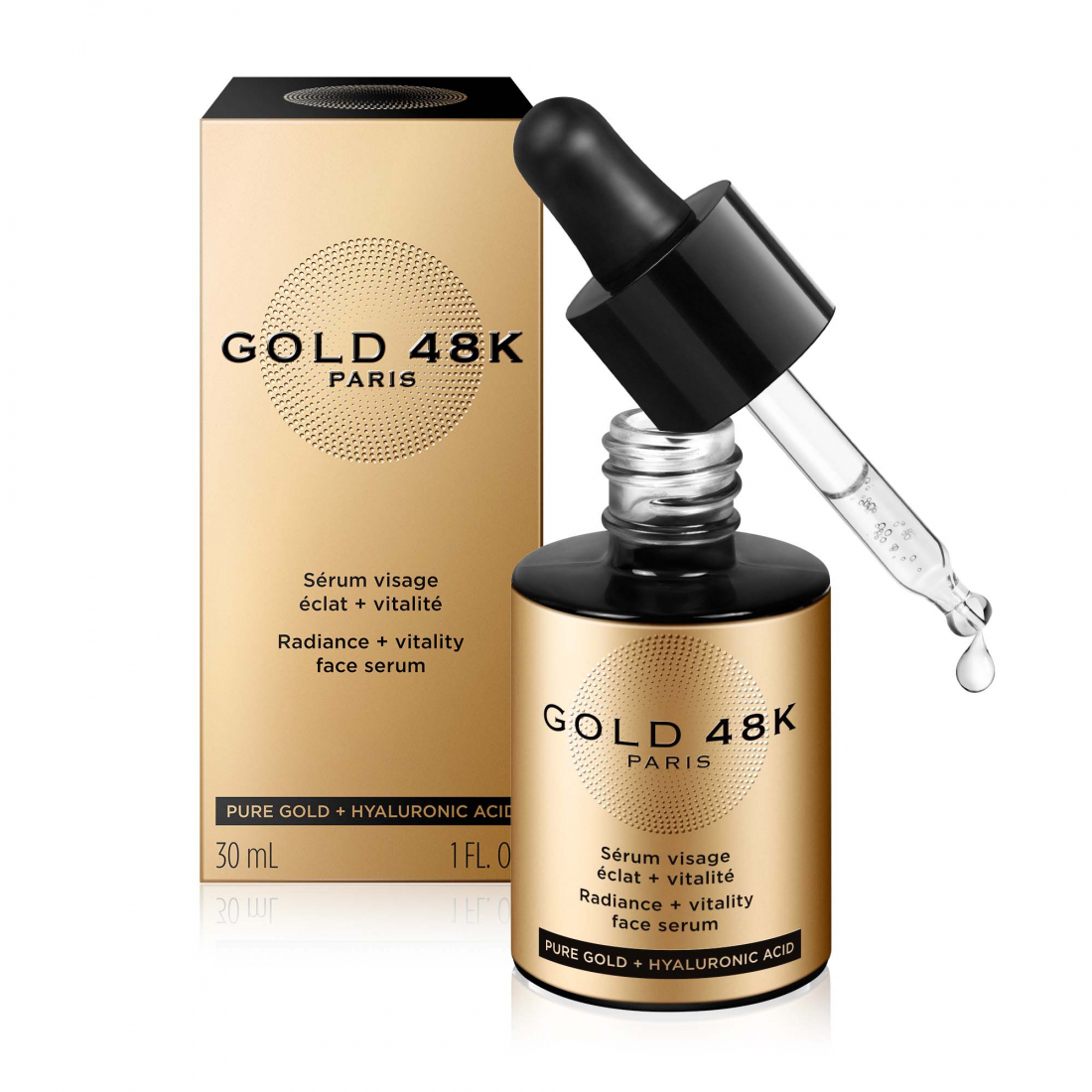 Gesichtsserum 'Strahlkraft + Vitalität - Reines Gold + Hyaluronsäure' - 30 ml