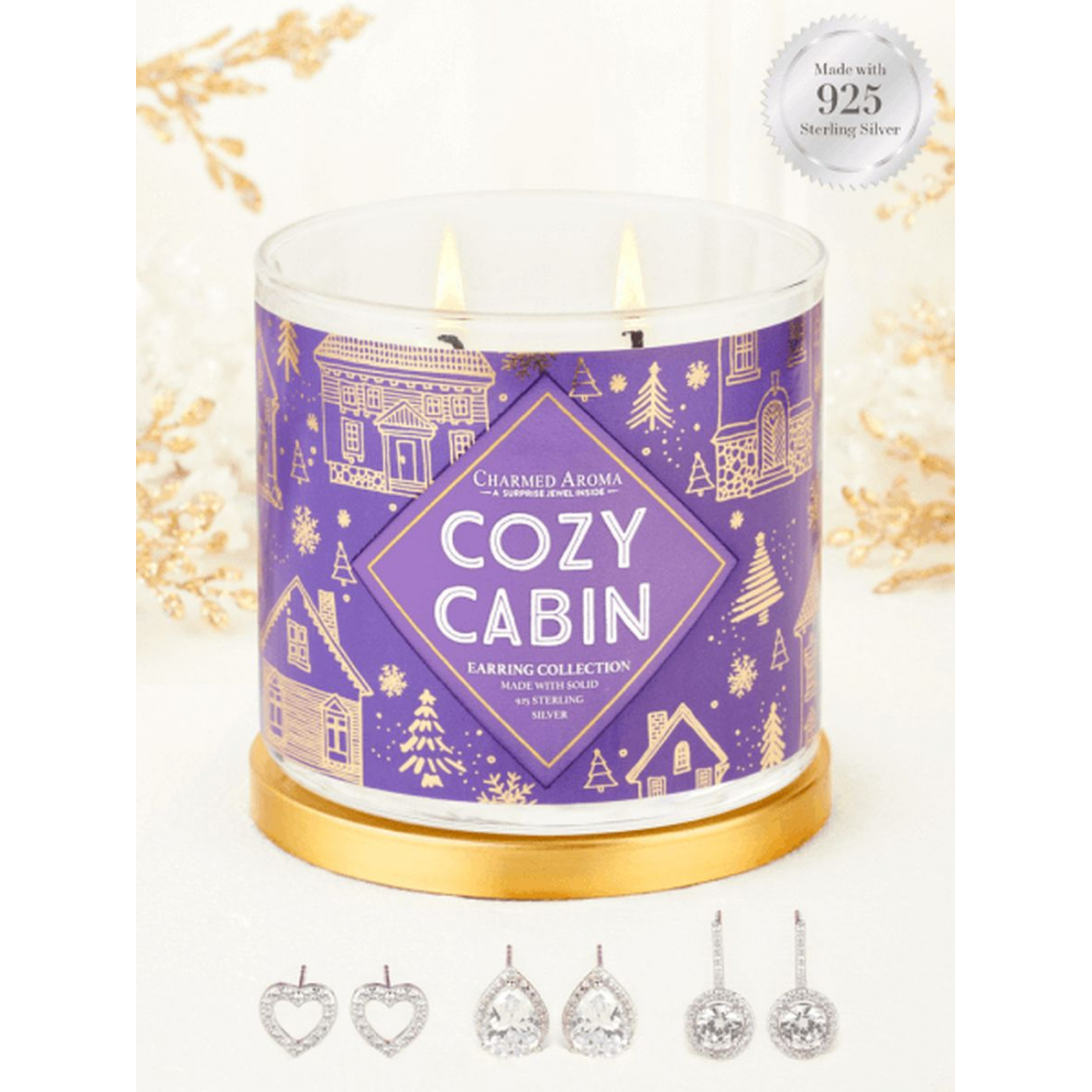 'Cozy Cabin' Candle Set - Earring Collection 500 g