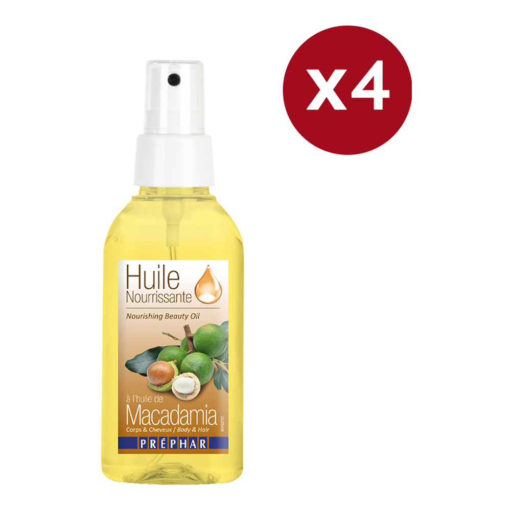 Huile corporelle et capillaire 'Macadamia' - 100 ml, 4 Pack