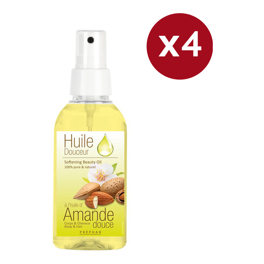 Huile corporelle et capillaire 'Sweet Almond' - 100 ml, 4 Pack