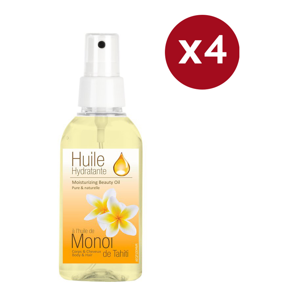 Huile corporelle et capillaire 'Monoi' - 100 ml, 4 Pack