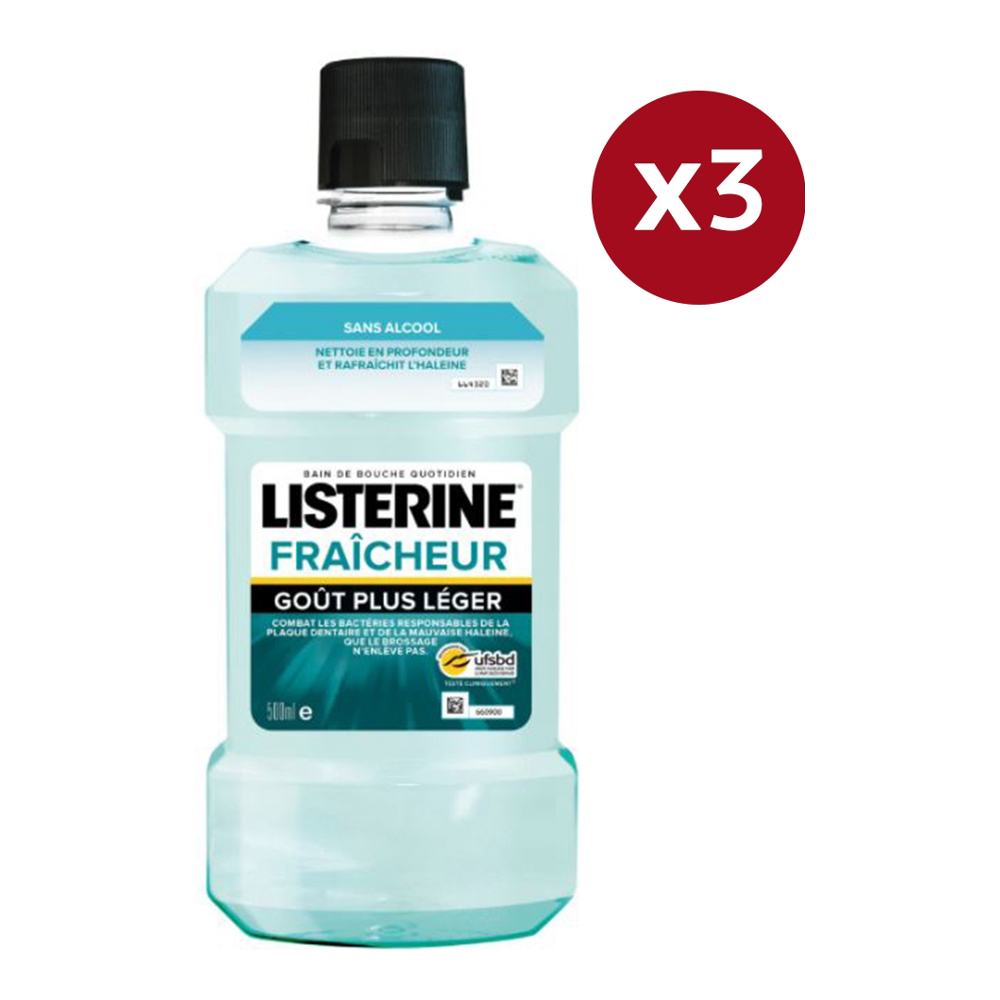 'Fraîcheur Gout Plus Léger' Mouthwash - 600 ml, 3 Pack